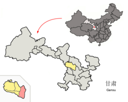 Location of Yuzhong within Gansu (China)